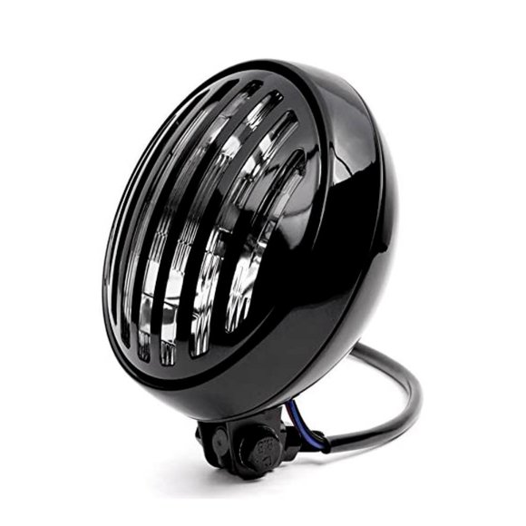 6" Black Motorcycle Headlight with Grill High Low Beam Headlamp Bottom Mount - Picture 2 of 5